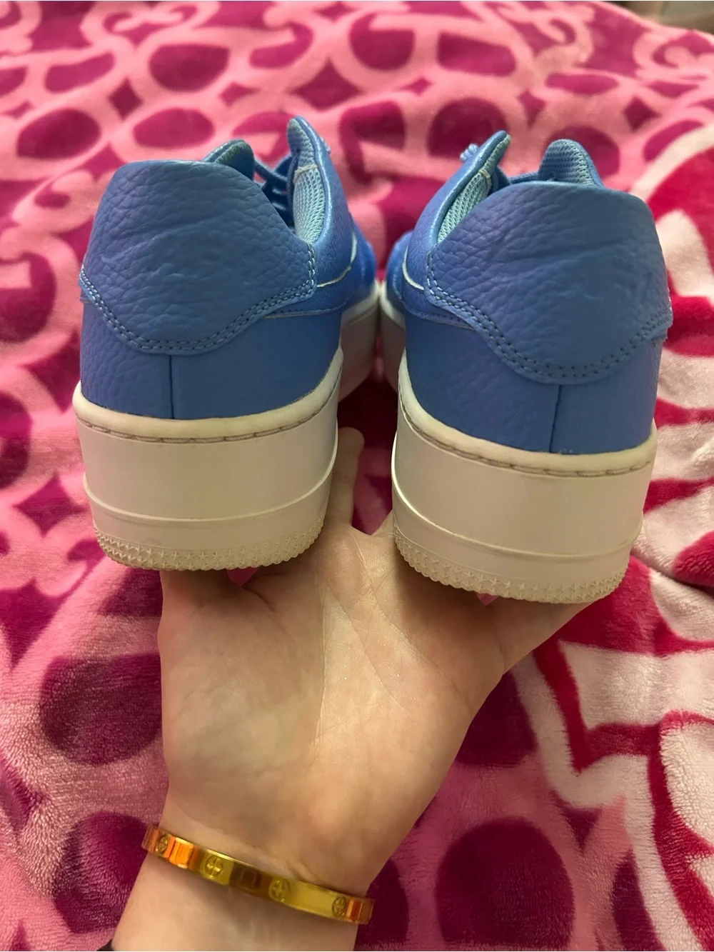 Nike Air Force 1 Low in Light Blue with Silver Lace Jewel